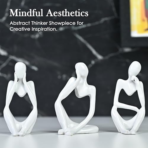 ZAICUS Set of 3 White Resin Thinker Statues – Abstract Modern Art for Home, Office, and Chic Décor, Thoughtful Gift for Any Occasion - Image 4