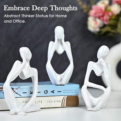 ZAICUS Set of 3 White Resin Thinker Statues – Abstract Modern Art for Home, Office, and Chic Décor, Thoughtful Gift for Any Occasion - Image 2