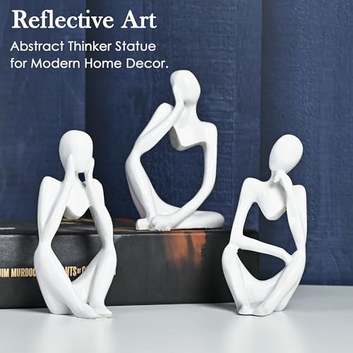 ZAICUS Set of 3 White Resin Thinker Statues – Abstract Modern Art for Home, Office, and Chic Décor, Thoughtful Gift for Any Occasion - Image 5