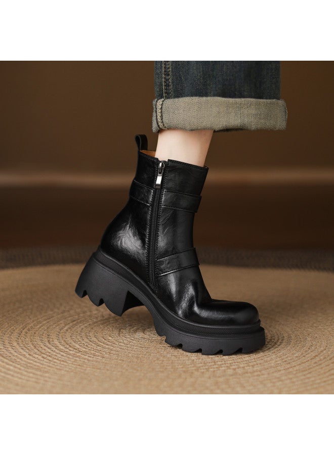 AME Sweet & Cool Style Youthful Ankle Boots 2025 New Edition Stylish And Sleek Chunky Heel Chelsea Boots Petite Women's Boots - Image 5