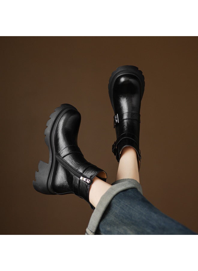 AME Sweet & Cool Style Youthful Ankle Boots 2025 New Edition Stylish And Sleek Chunky Heel Chelsea Boots Petite Women's Boots - Image 4