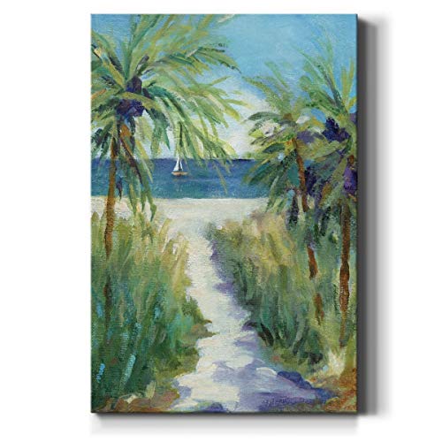 Renditions Gallery Canvas Wall Art Paintings for Home Palm tree Pathway to the Sandy Beach Abstract Hanging Prints for Living Room Office Kitchen Decor - 8"X12" LT15 - Image 1