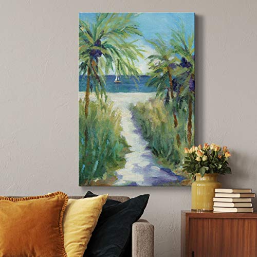 Renditions Gallery Canvas Wall Art Paintings for Home Palm tree Pathway to the Sandy Beach Abstract Hanging Prints for Living Room Office Kitchen Decor - 8"X12" LT15 - Image 4