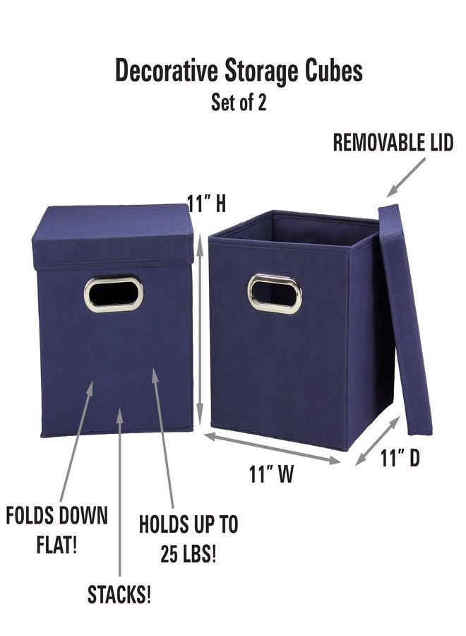 Household Essentials 33-1 Decorative Storage Cube Set with Removable Lids | Navy | 2-Pack - Image 4