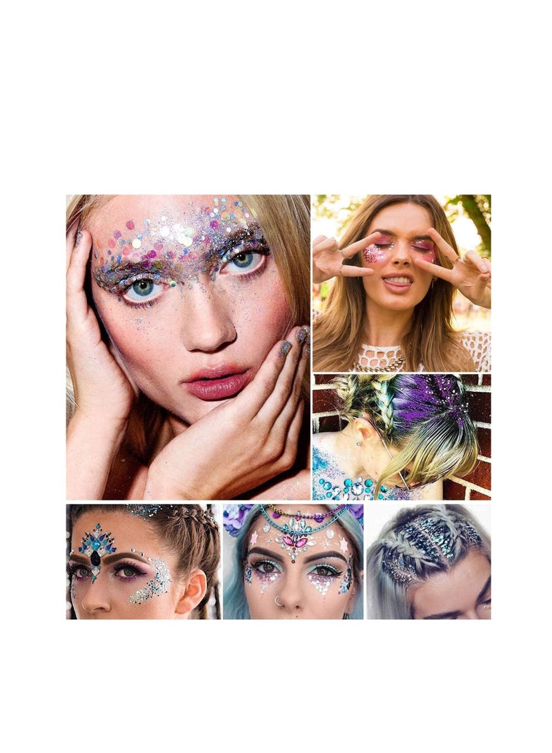 Bluejw Beauty Nail Glitter Powder, Decoration 3D Mixed Holographic Multi Purpose Arts & Crafts Body Cosmetic Powder for Crafting, Card Making, Scrapbooking, Party, Face, Eyes, Body, Hair, - Image 2