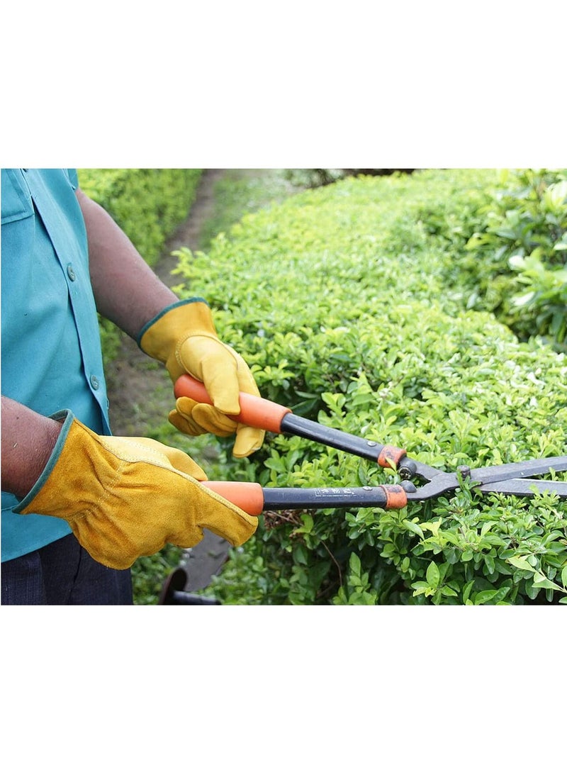 Excefore - Leather Work Gloves,  Heavy Duty Gardening Gloves, Tough Cowhide Garden Gloves Thorn Proof Work Gloves for Garden Tools Pruning Shears Bricklaying, Ladies and Men (Large, Gold, 1 Pairs) - Image 1