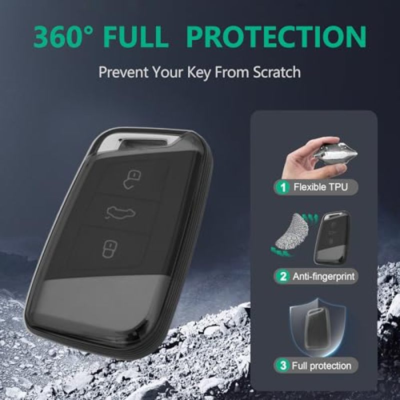 TPU Key Case for VW 4-Button Smart Remote - Precise Fit for Volkswagen Models - Shock-Absorbing Anti-Slip Car Key Protector for Jetta Tiguan Atlas Arteon Taos - Image 1