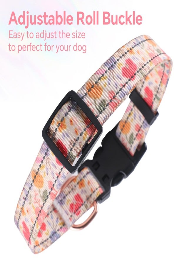 كيوكيو بيتس طوق عاكس للضوء من QQPETS للكلاب الصغيرة، طوق نايلون متين قابل للتعديل بتصميم حديقة جميل، مناسب للجراء الذكور والإناث، قلادة ناعمة للحيوانات الأليفة مع مشبك سريع الفتح، لون مشمشي - Image 5