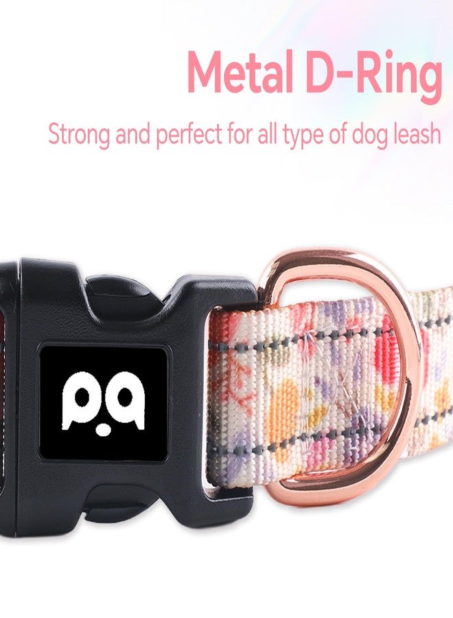 كيوكيو بيتس طوق عاكس للضوء من QQPETS للكلاب الصغيرة، طوق نايلون متين قابل للتعديل بتصميم حديقة جميل، مناسب للجراء الذكور والإناث، قلادة ناعمة للحيوانات الأليفة مع مشبك سريع الفتح، لون مشمشي - Image 4