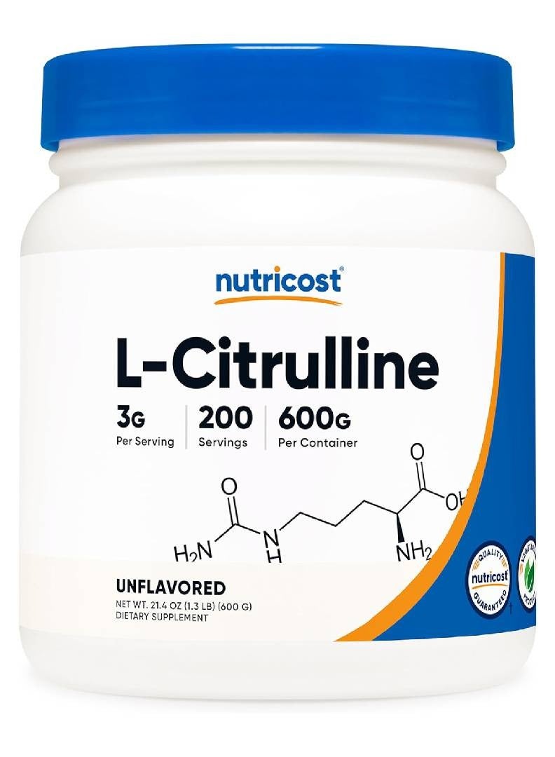 Nutricost L-Citrulline 3G Per Serving, 200 Servings, 600G Per Container, Unflavored, Net Wt. 21.4 Oz,(1.3 LB) 600 G, Dietary Supplement  - Image 1