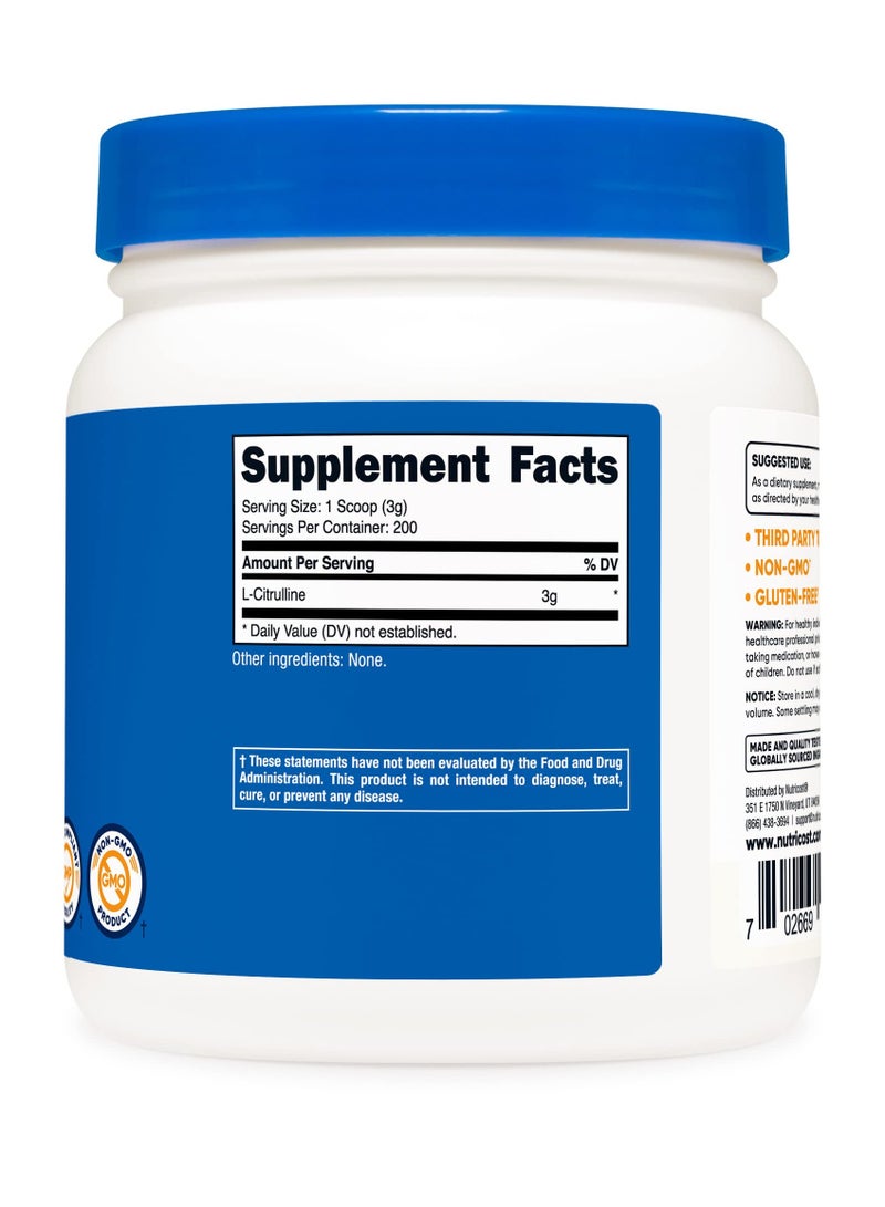 Nutricost L-Citrulline 3G Per Serving, 200 Servings, 600G Per Container, Unflavored, Net Wt. 21.4 Oz,(1.3 LB) 600 G, Dietary Supplement - Image 2