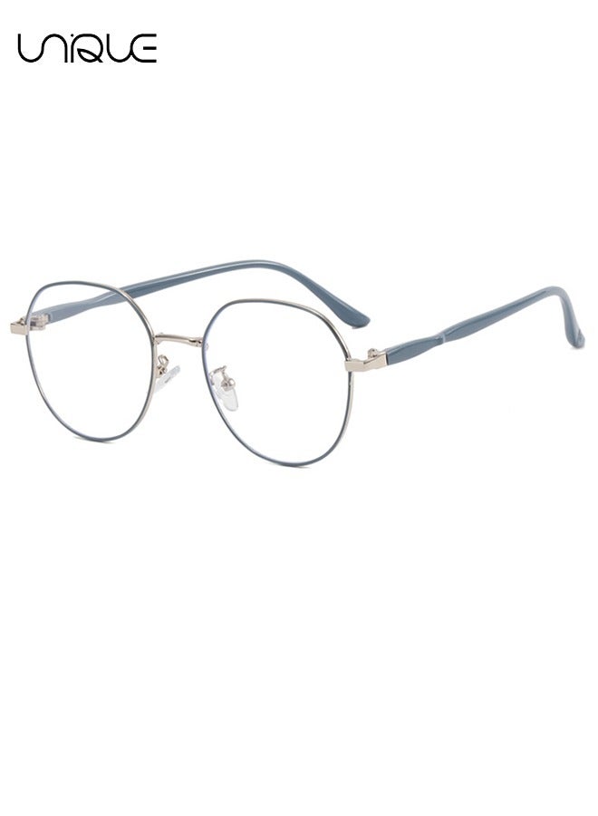 Unique Glasses - Blue Light Blocking Glasses - Large Frame Glasses - Non-Myopic Glasses - Women's Men's Computer Reading/Gaming/TV/Mobile Phone Glasses, Anti-Eye Fatigue (Blue) - Image 1