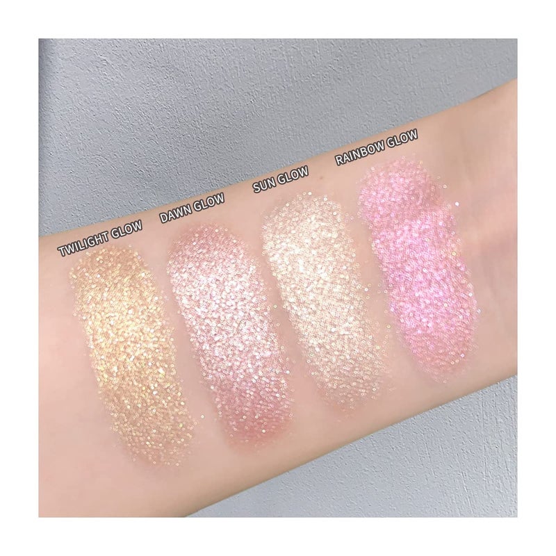 ELLESY ELESSY Highlighter Makeup Palette Long Lasting Face Highlighter Powder Shimmer Highlight Palette Suit All Skin Tones-RAINBOW GLOW - Image 2