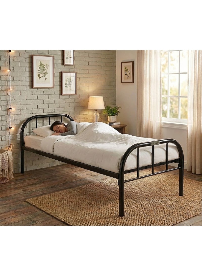 UNIKSAR Heavy Duty Iron Single Bed Frame with Metal Slats, Noise‑Free, 50cm Underbed Storage, Rounded Headboard & Footboard, No Box Spring Needed (90x190 cm) - Image 2