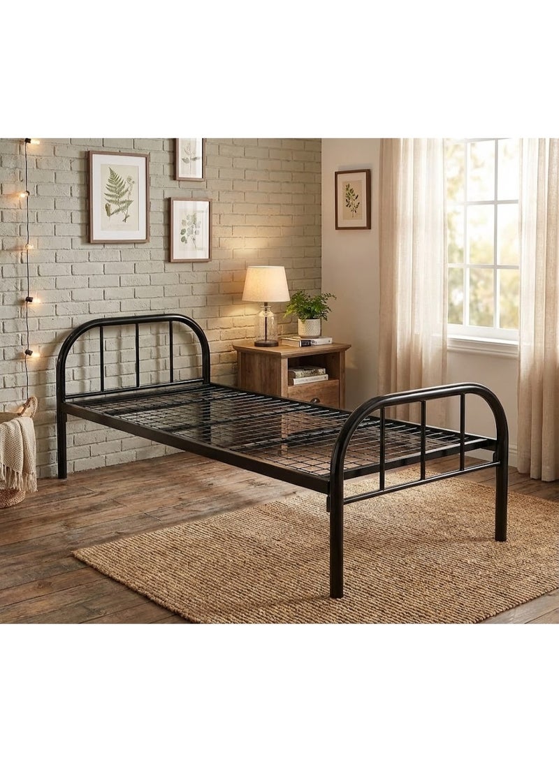 UNIKSAR Heavy Duty Iron Single Bed Frame with Metal Slats, Noise‑Free, 50cm Underbed Storage, Rounded Headboard & Footboard, No Box Spring Needed (90x190 cm) - Image 1