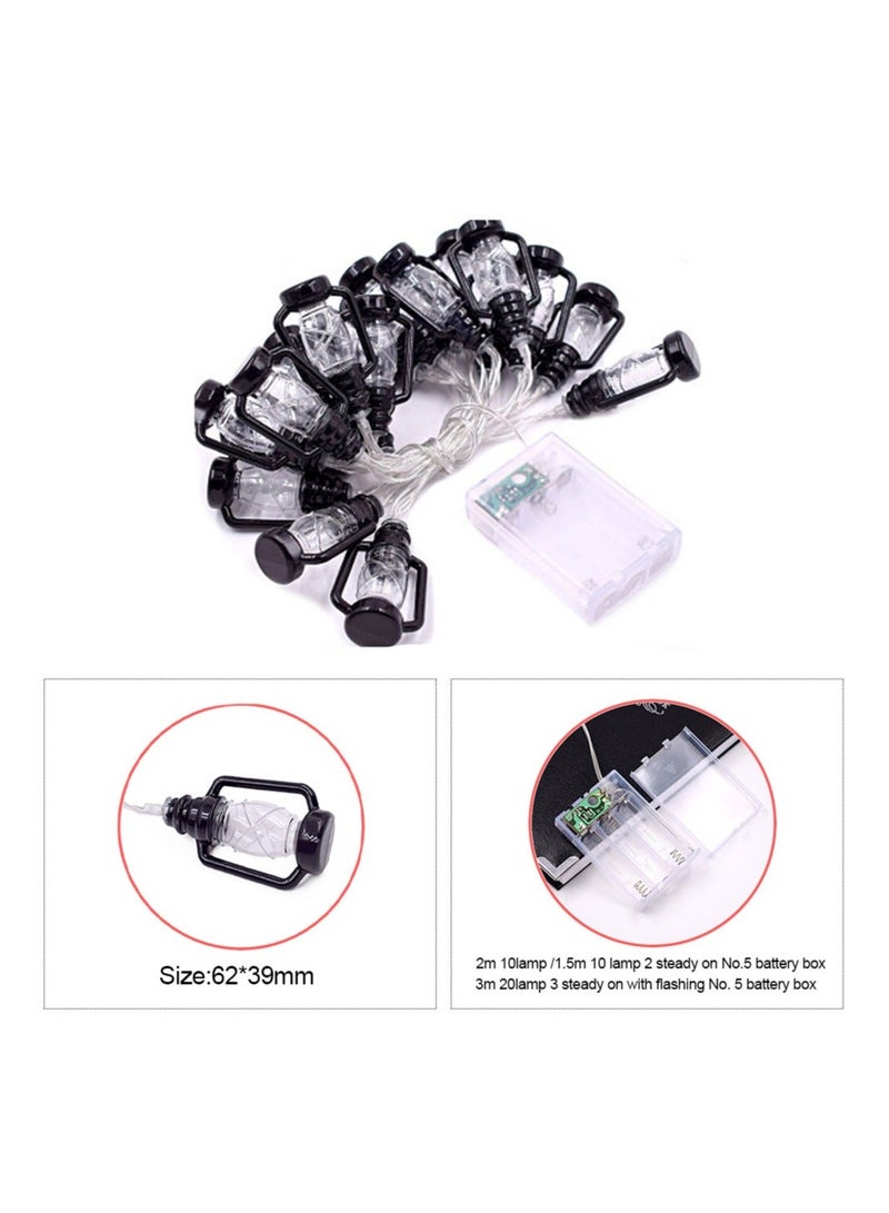 ARNOTEC أضواء خيط LED ريترو 1.5م 10 فوانيس تعمل بالبطارية - دافئ أبيض / ملون، أضواء خرافية مقاومة للماء IP44 من PVC للديكور الداخلي والخارجي، حفلات، حدائق وغرف نوم - Image 3