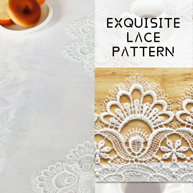 BrekSdat Rectangle Table Runner White Embroidered Lace 16 x 70 Inches Wedding Dining Table Dresser Scarf with Carnation Lace Fabric Washable for Coffee End - Image 3