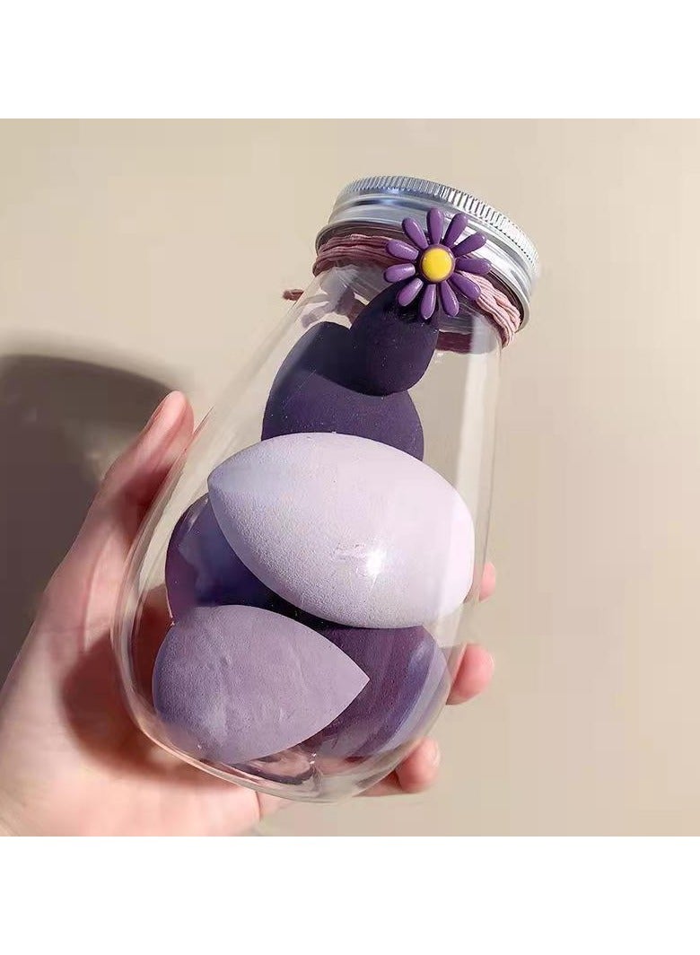 إسكدنيا مجموعة إسفنجات مكياج مكونة من 6 قطع مع رباط شعر ديزي - إسفنجات مكياج صغيرة ناعمة متعددة الألوان، إسفنجات بودرة طويلة الأمد مبللة وجافة للنساء (بنفسجي) - Image 2