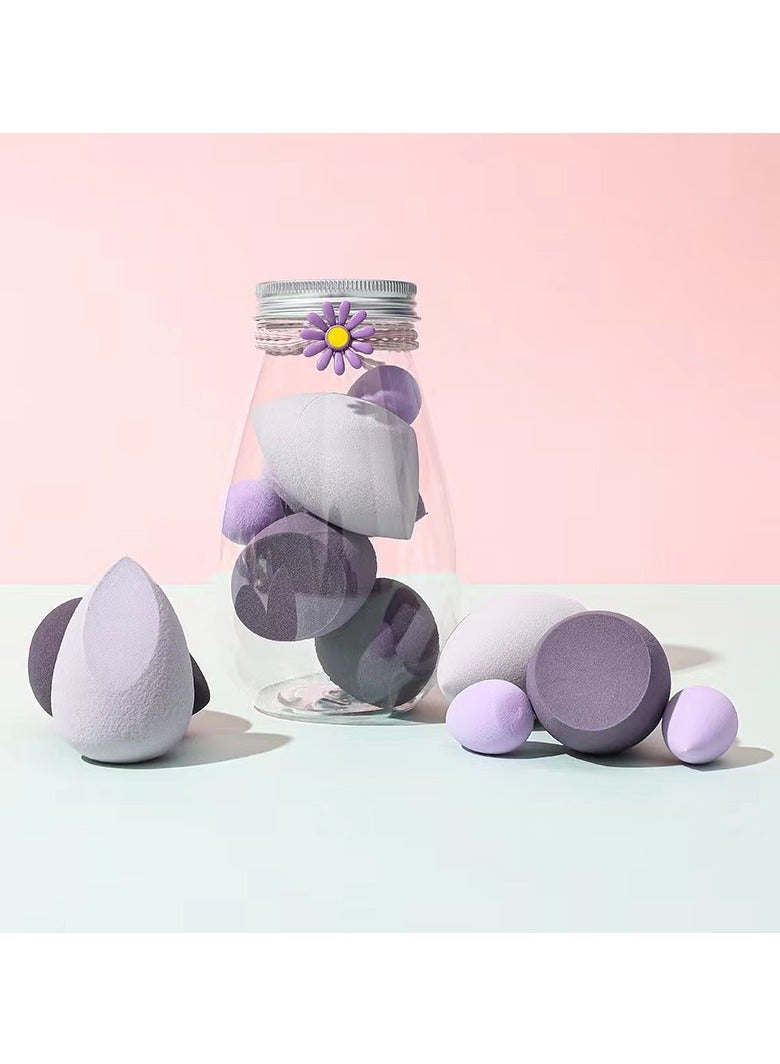 إسكدنيا مجموعة إسفنجات مكياج مكونة من 6 قطع مع رباط شعر ديزي - إسفنجات مكياج صغيرة ناعمة متعددة الألوان، إسفنجات بودرة طويلة الأمد مبللة وجافة للنساء (بنفسجي) - Image 3