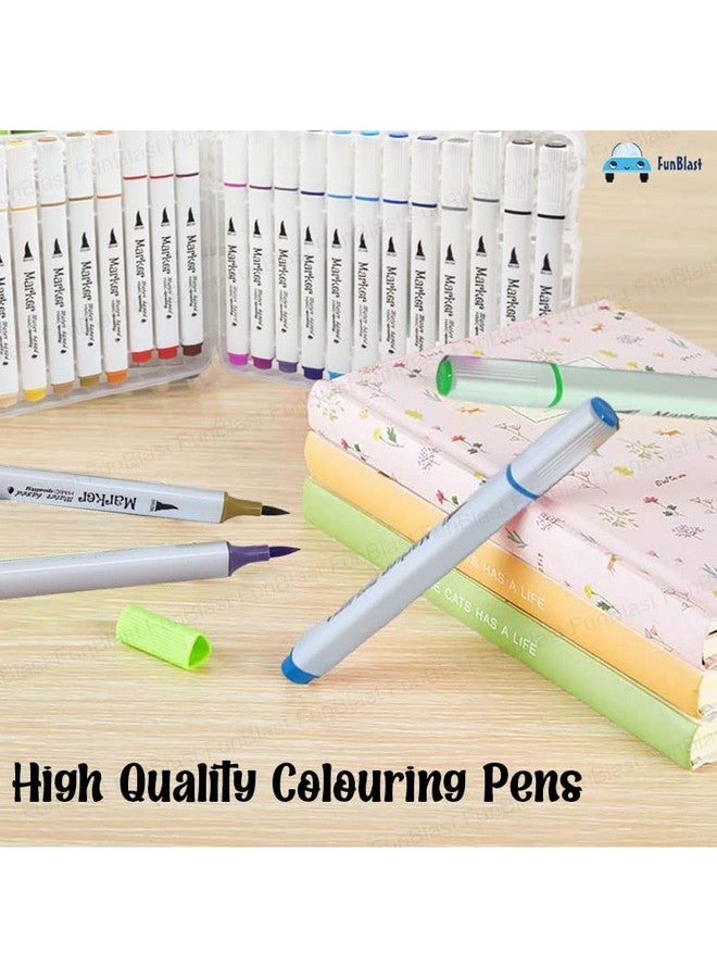 فنبلاست أقلام تلوين مائية من FunBlast للفنانين - مجموعة تلوين أقلام تلوين فنية، أقلام تلوين رفيعة، أقلام تلوين مائية للخط والرسم ودفتر تلوين ومجلة فنية (24 قطعة)، متعددة الألوان - Image 3