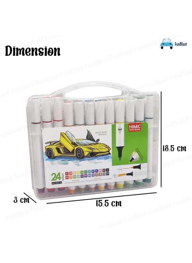 فنبلاست أقلام تلوين مائية من FunBlast للفنانين - مجموعة تلوين أقلام تلوين فنية، أقلام تلوين رفيعة، أقلام تلوين مائية للخط والرسم ودفتر تلوين ومجلة فنية (24 قطعة)، متعددة الألوان - Image 2