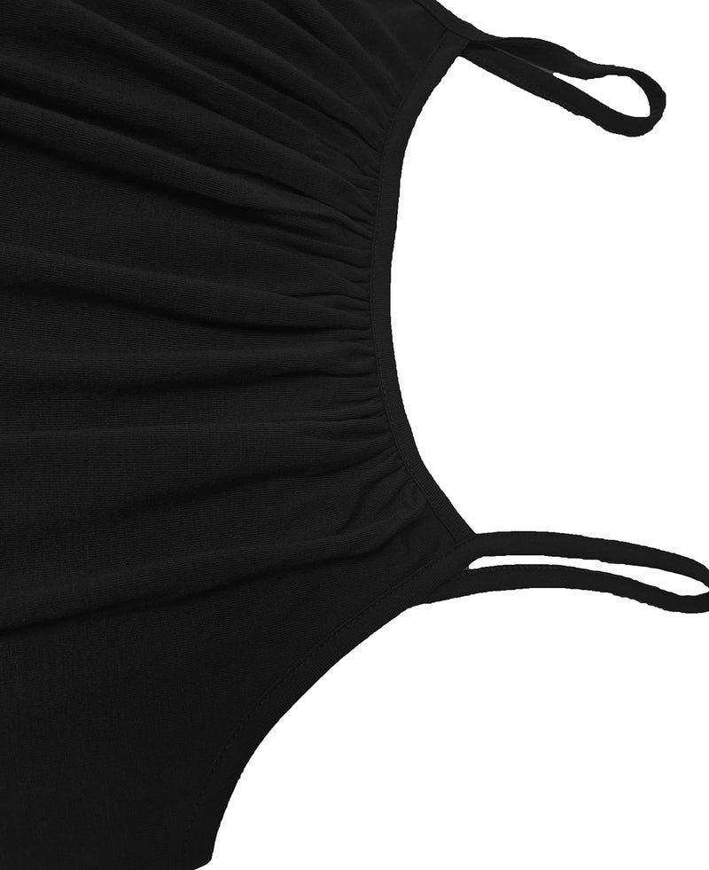 JOELLYUS Plus Size Tops for Women Black Loose Casual Flowy Cami Spaghetti Strap Tunic Blouses Camisole(Solid Black, 2X) - Image 3