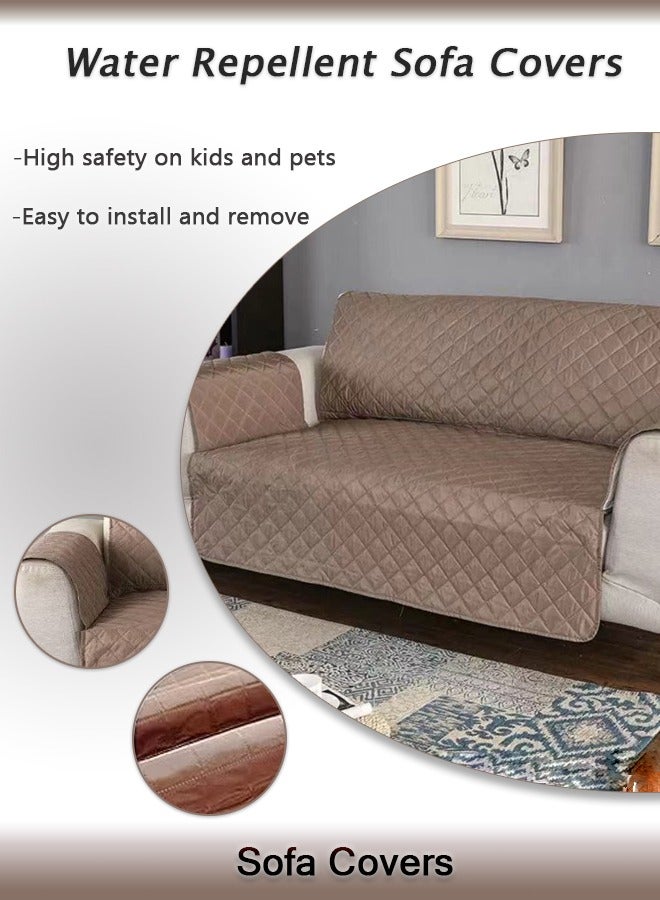 Water Repellent Sofa Covers Sofa Protectors from Pets Reversible Loveseat Couch Covers Non-Slip Furniture Slipcovers with Elastic Straps for Pets Kids (khaki)  - Image 1