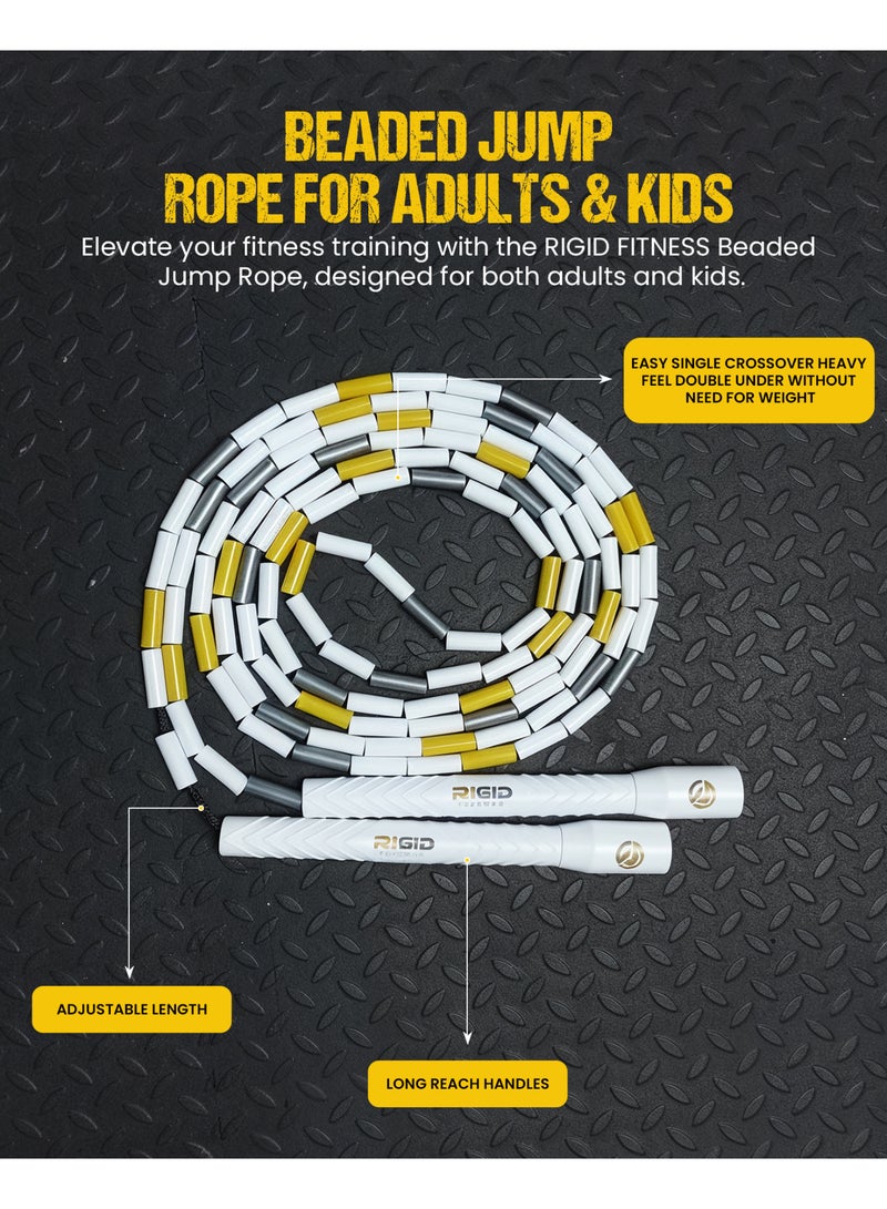 RIGID FITNESS Beaded Jump Rope for Adults & Kids, Tangle Free Adjustable Rope, Durable Skipping Rope, Suitable for Indoor & Outdoor Training, Cardio & Freestyle Jumping Rope Workouts (3 Meters) - Image 3