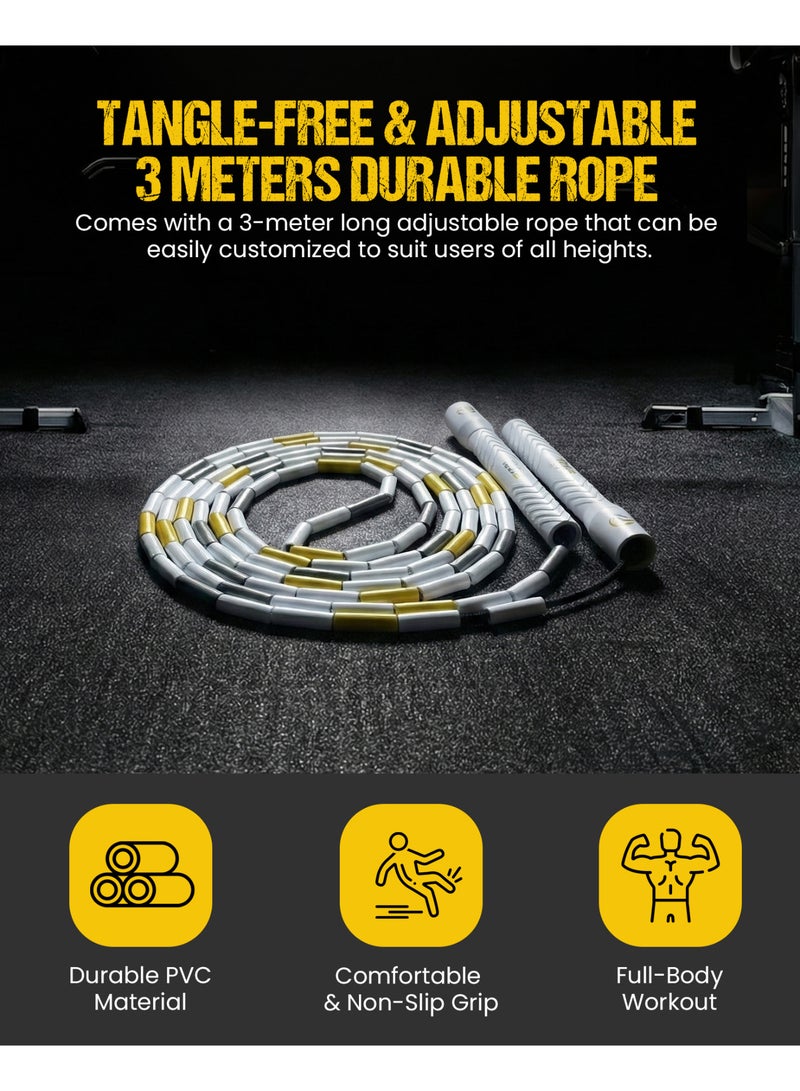 RIGID FITNESS Beaded Jump Rope for Adults & Kids, Tangle Free Adjustable Rope, Durable Skipping Rope, Suitable for Indoor & Outdoor Training, Cardio & Freestyle Jumping Rope Workouts (3 Meters) - Image 4