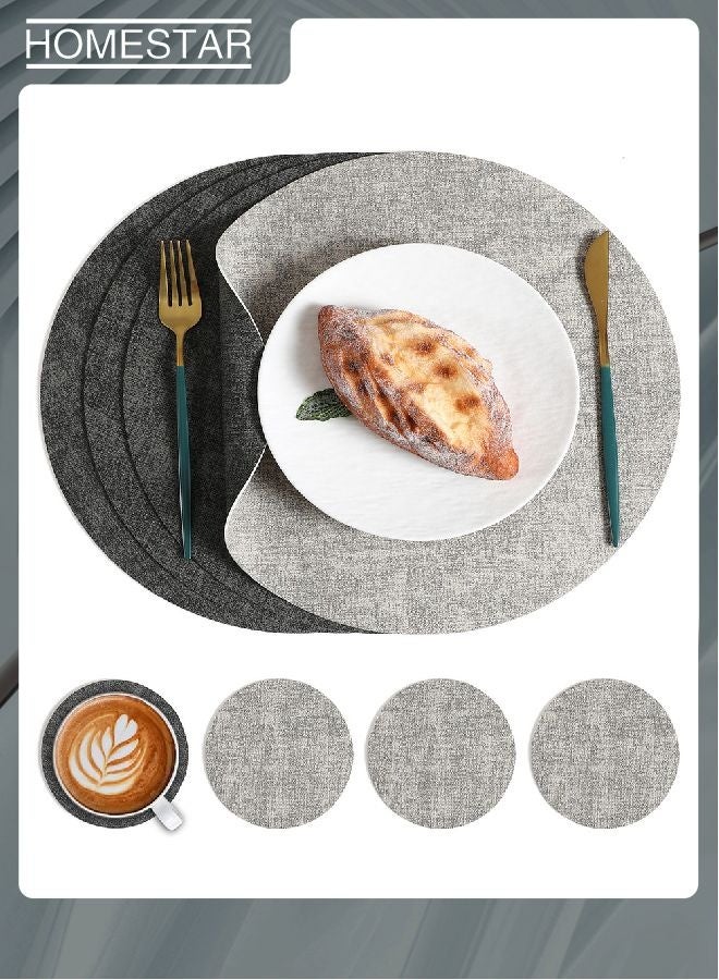 هومستر 8 قطع من المواضع الجلدية والسواقي، قابلة للغسيل من سمكات الطاولة ثنائية الجانب، ماسحات طعام مقاومة للحرارة في الهواء الطلق والداخلي، قطر 13 و 3.93 بوصة رمادي فاتح - Image 1