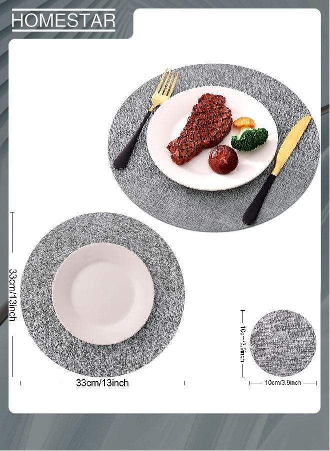 هومستر 8 قطع من المواضع الجلدية والسواقي، قابلة للغسيل من سمكات الطاولة ثنائية الجانب، ماسحات طعام مقاومة للحرارة في الهواء الطلق والداخلي، قطر 13 و 3.93 بوصة رمادي فاتح - Image 2