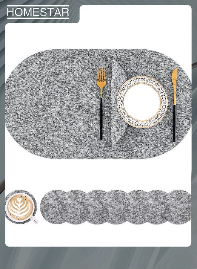 هومستر 8 قطع من المواضع الجلدية والسواقي، قابلة للغسيل من سمكات الطاولة ثنائية الجانب، ماسحات طعام مقاومة للحرارة في الهواء الطلق والداخلي، قطر 13 و 3.93 بوصة رمادي فاتح - Image 3