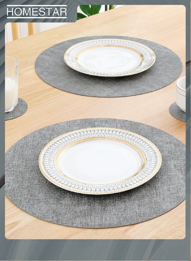 هومستر 8 قطع من المواضع الجلدية والسواقي، قابلة للغسيل من سمكات الطاولة ثنائية الجانب، ماسحات طعام مقاومة للحرارة في الهواء الطلق والداخلي، قطر 13 و 3.93 بوصة رمادي فاتح - Image 4