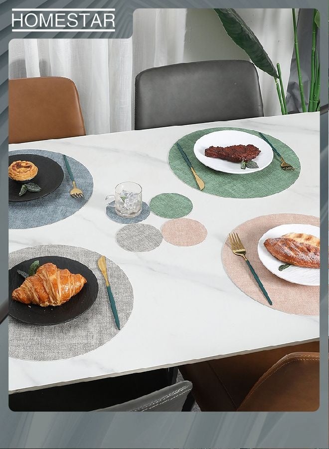 هومستر 8 قطع من المواضع الجلدية والسواقي، قابلة للغسيل من سمكات الطاولة ثنائية الجانب، ماسحات طعام مقاومة للحرارة في الهواء الطلق والداخلي، قطر 13 و 3.93 بوصة رمادي فاتح - Image 5