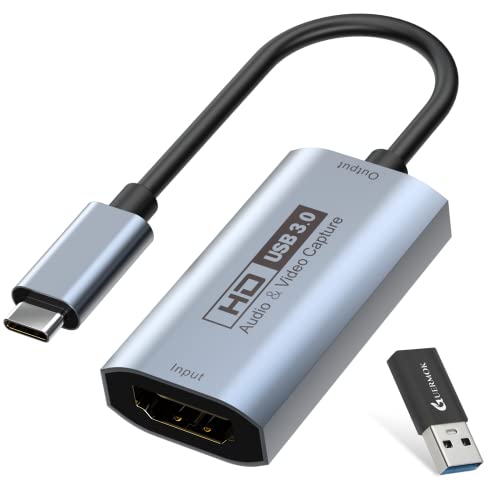 GUERMOK Video Capture Card, USB3.0 HDMI to USB-C Capture Device, Stream & Record at 2K@30FPS 1080P@60FPS, Compatible with iPad Mac OS Windows, Quest 3, OBS, Zoom, PS5/4, Switch, Xbox (Gray) - Image 1