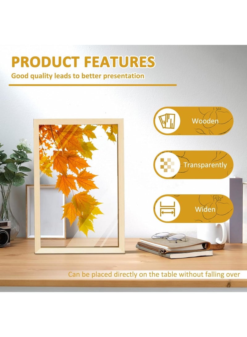Pressed Flower Frames, Wooden Floating Shadow Box, Clear Double Acrylic Display, Dried Plant Specimen Decoration, Tabletop Wall Art, 7.8 x 11.8 Inches, 2 Pieces - Image 3