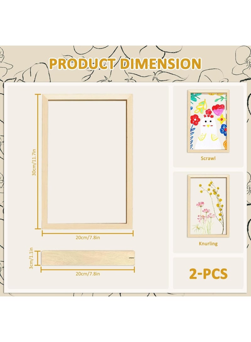 Pressed Flower Frames, Wooden Floating Shadow Box, Clear Double Acrylic Display, Dried Plant Specimen Decoration, Tabletop Wall Art, 7.8 x 11.8 Inches, 2 Pieces - Image 2