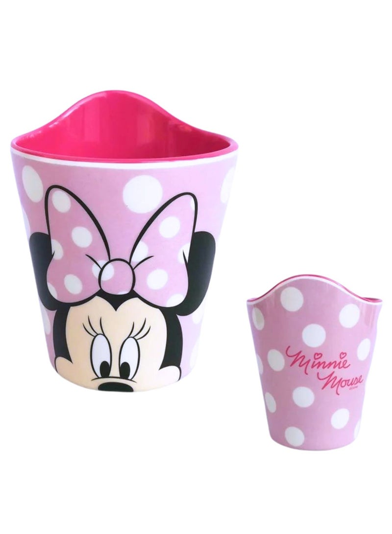 ديزني كوب شرب ميني ماوس للأطفال – تصميم منقط وردي مع طباعة شخصية – خالي من مادة BPA ومتين 320 مل - Image 1