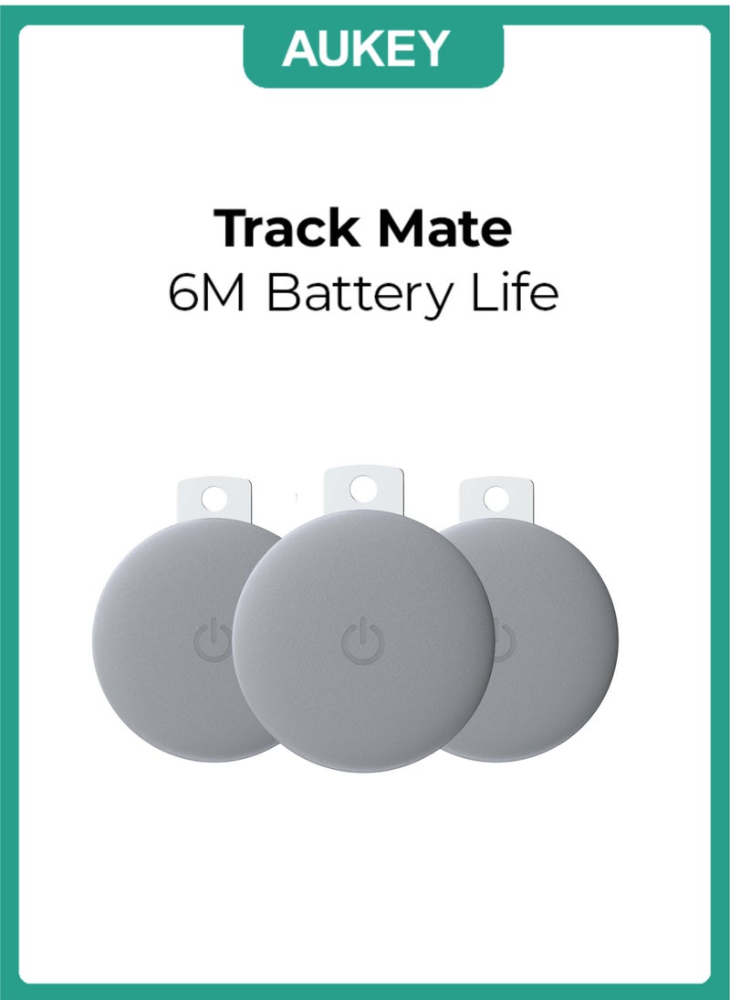 AUKEY Track Mate 1 Bundle, 3 Smart Bluetooth Trackers, Replaceable Battery, 6 Month Battery Life TM-10 Bundle Gray Grey