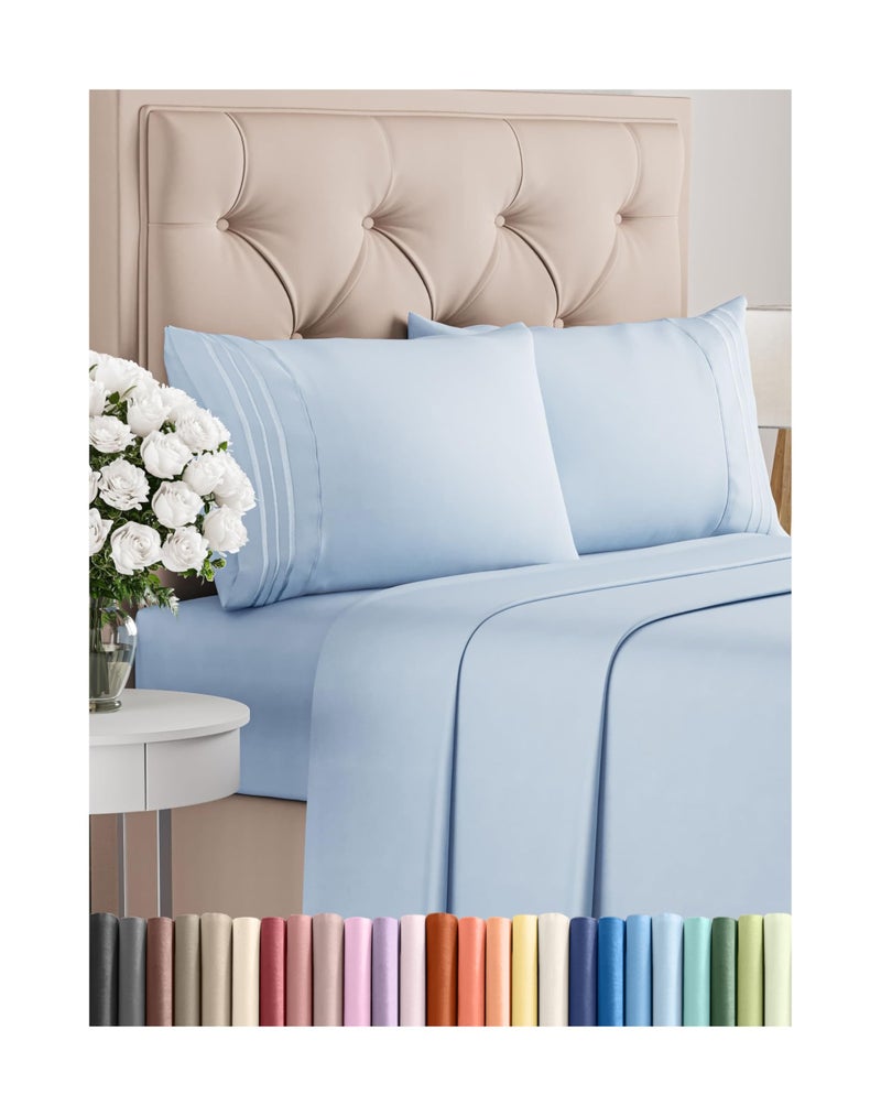 CGK Unlimited Full Size 4 Piece Sheet Set  Comfy Breathable  Cooling Bed Sheets Set  Hotel Luxury Bedding for Women Men Kids Teens Boys  Girls  Deep Pockets UltraSoft Wrinkle Free  OekoTex  Sky Blue 