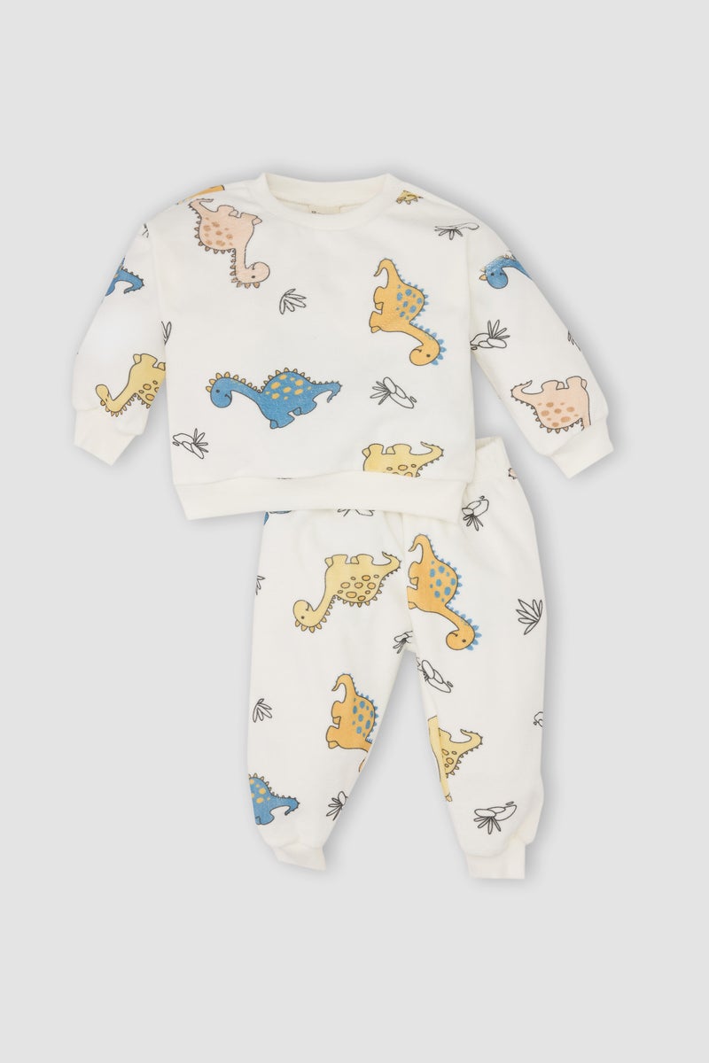DeFacto Baby Boy Dinosaur Patterned Sweatshirt Sweatpants 2 Piece Set  - Image 1