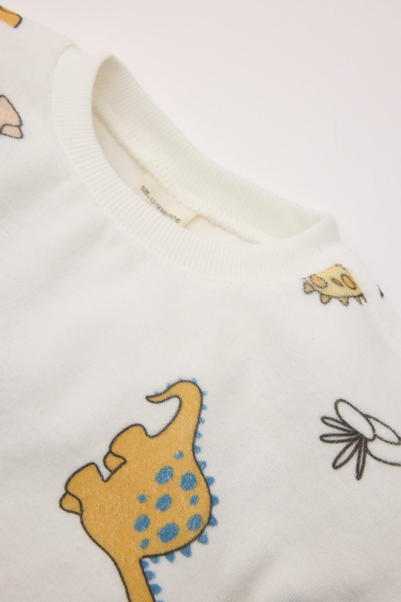 DeFacto Baby Boy Dinosaur Patterned Sweatshirt Sweatpants 2 Piece Set  - Image 3
