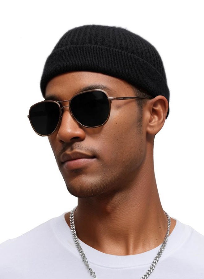 vidsel Thin Wool Fisherman Beanie for Men Women, Short Knit Cuff Trawler Watch Hats, 1pcs-black, One size - Image 2