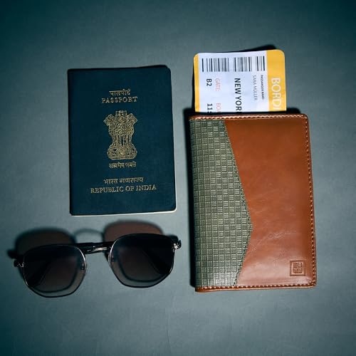 EUME Nova Passport Holder for Men & Women, Rustic Green | Bifold Premium Vegan Leather | 3 Card Slots, 1 Compartment, 1 Pocket | Passport Pouch | Travel Document Organiser | Passport Cover - Image 2