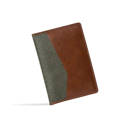 EUME Nova Passport Holder for Men & Women, Rustic Green | Bifold Premium Vegan Leather | 3 Card Slots, 1 Compartment, 1 Pocket | Passport Pouch | Travel Document Organiser | Passport Cover - Image 1