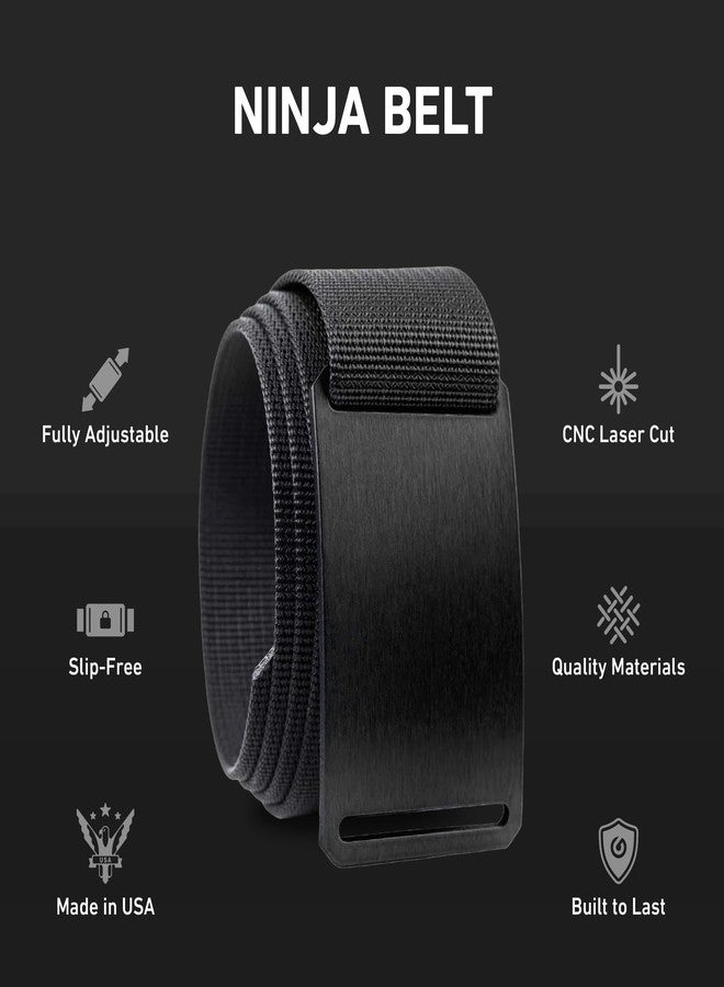 GRIP6 Ninja Nylon Belt – Heavy-Duty Tactical Belt for Men & Women – Adjustable Design with Aluminum Buckle – Men's Accessories for Golf, EDC, and Casual Wear – Made in the USA – Medium (32-34), Jet - Image 2