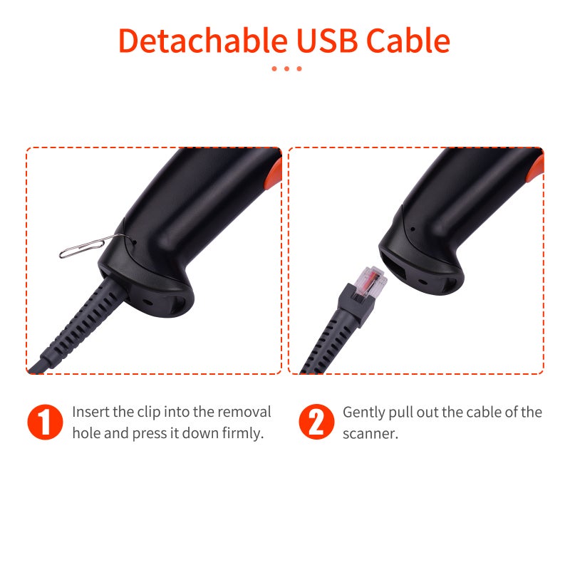 Handheld Barcode Scanner: Black 1D/2D/QR Fast High-Accuracy Decoding - Plug And Play No Driver Required USB Scanner for Retail Warehouse Logistics Library - Image 5