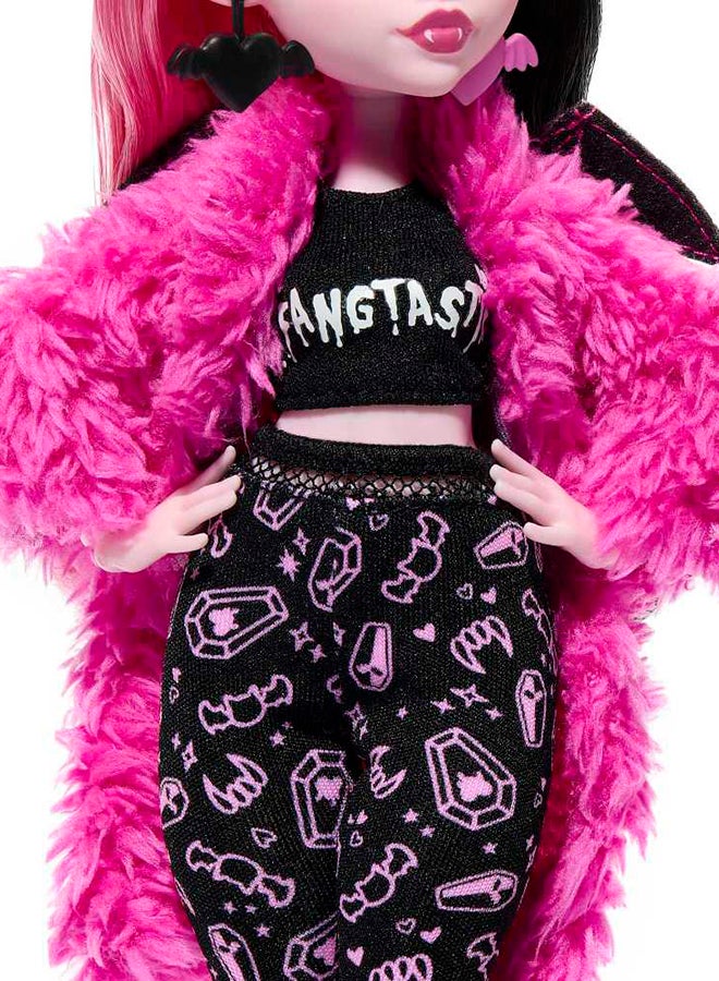MONSTER HIGH Doll And Sleepover Accessories, Draculaura  Doll Pet Bat Count Fabulous , Creepover Party - Image 5