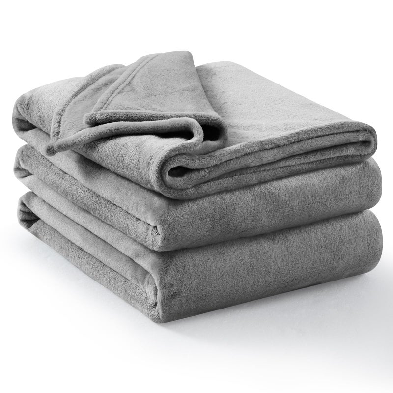 Aisbo Fleece Throw Blanket Grey  Versatile Soft Warm King Size Blanket Fluffy Extra Large Throws for Bed Cozy Solid Flannel Blanket for Sofa Couch 230x270cm Gray