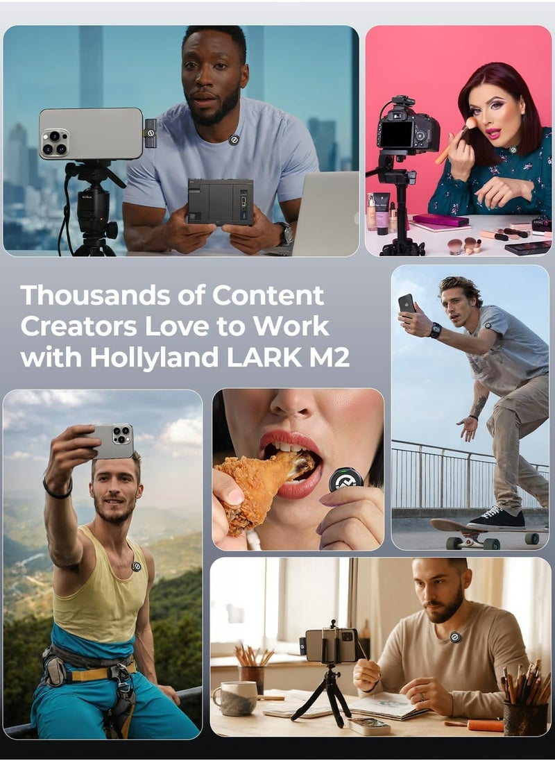 هولي لاند - ميكروفون Lark M2 اللاسلكي Lavalier (2TX+3RX) متوافق مع الكاميرا، iPhone، Android، نطاق LOS 1000 قدم، صوت Hi-Fi، إلغاء الضوضاء، مدة 40 ساعة، لمدونات الفيديو - Image 1
